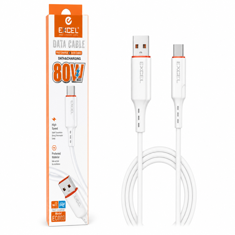 Excel EC003 80W USB to Type-C Fast Charging Data Cable